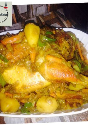 A picture of Egg stuffed in chicken stew recipe by Khabs kitchen.