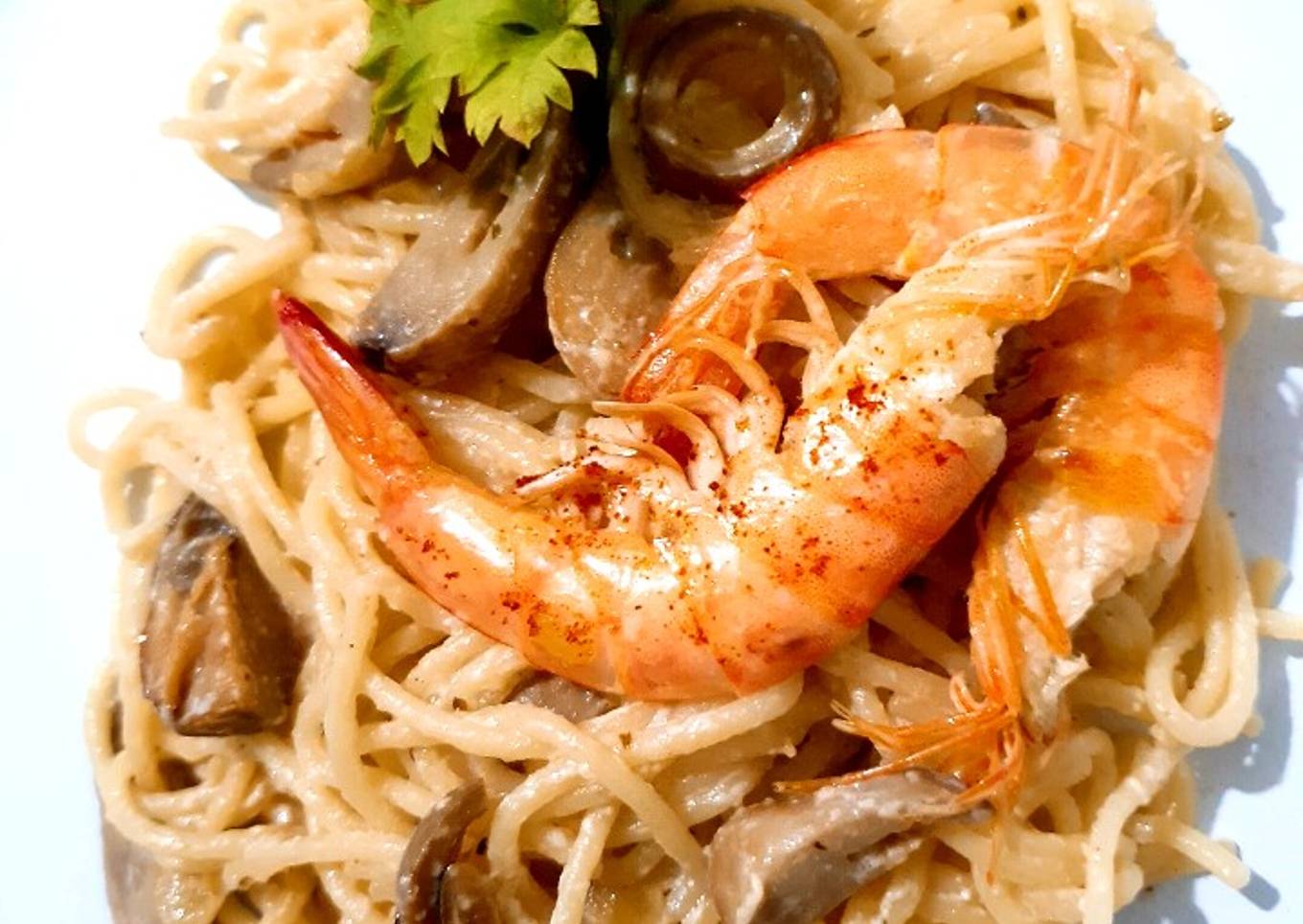 Pasta Cream Jamur dan Udang