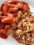 Arroz integral con salchicha y cecina