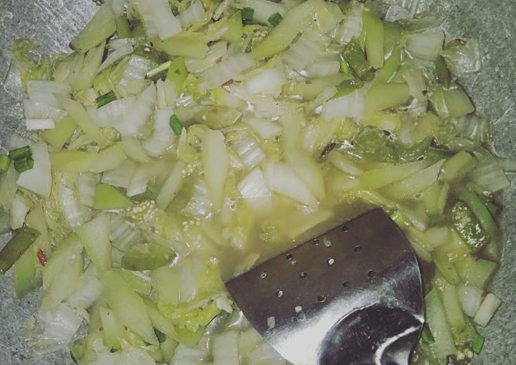 Tumis Labu siam campur Sawi putih dan Terong