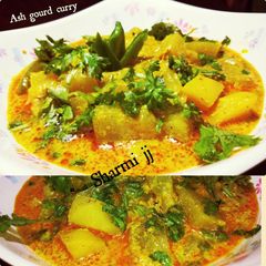 A picture of No onion no garlic tradional Bengaliwhite petha curry with milk.