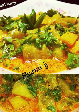 A picture of No onion no garlic tradional Bengaliwhite petha curry with milk.