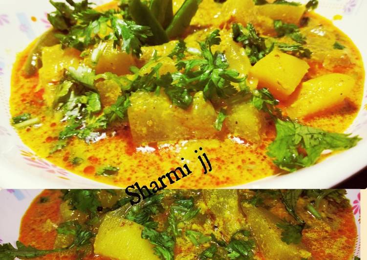 Recipe of Any-night-of-the-week No onion no garlic tradional Bengali white petha curry with milk