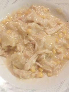 A picture of Slow cooker chicken and dumplings.