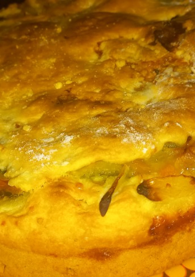 Una foto de Tarta de zapallitos y un mix de verduras