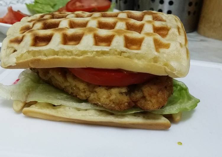 Steps to Make Any-night-of-the-week Southern Fried Chicken Breast n Waffle Sandwich