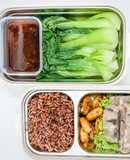 Giảm cân - lunchbox - eat clean : Tôm rim mật ong + cải thìa luộc (392calo)