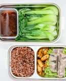 Giảm cân - lunchbox - eat clean : Tôm rim mật ong + cải thìa luộc (392calo)