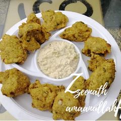 A picture of Green Gram and Yellow Lentils with Spring Onion Pakoras.