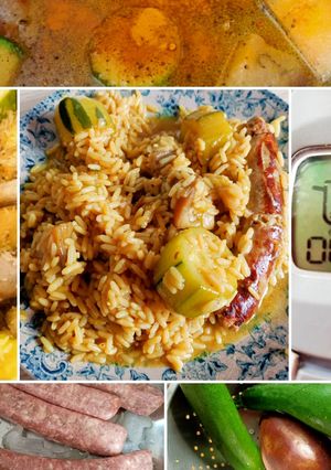 Une photo de Saucisse avec riz et légumes a la nutricook