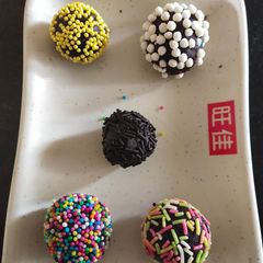A picture of Brigadiro brazilian chocolate truffle.
