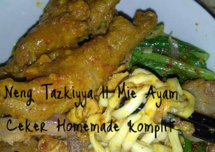 Bagaimana Menyiapkan Mie Ayam Homemade extra plus Bakso+Ceker+Dorokdok+Cikur, Enak Banget