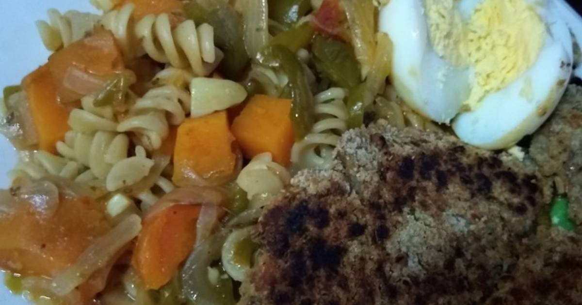 Pasta con vegetales salteados. Saludable Receta de Juliana Gonzalez