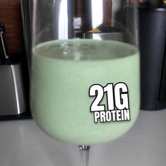 A picture of Thick matcha protein shake, no protein powder.