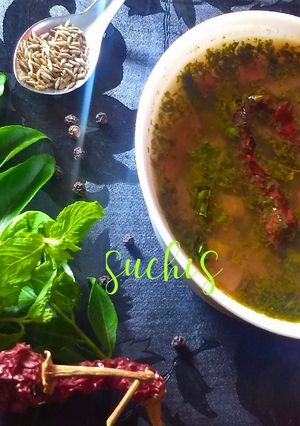 A picture of Mint Rasam.