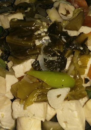 Foto resep Sawi asin, tumis tahu