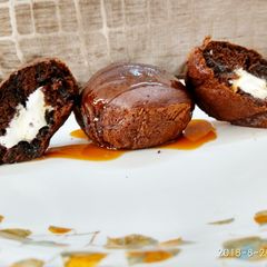 A picture of Cream filled chocolate muffins.