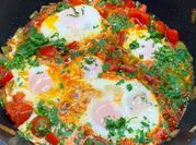 A picture of tomato egg shakshuka