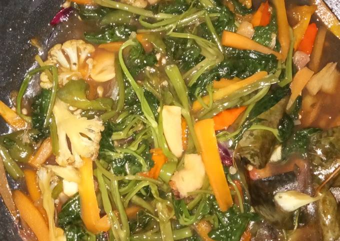 Resep 21. Ca Kangkung Saos Tiram Pedas yang Enak