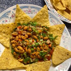 A picture of Nachos with salsa salad 🥗.