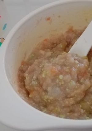 Foto resep MPASI 8+ (beras putih,daging,jamur,tomat,edamame)