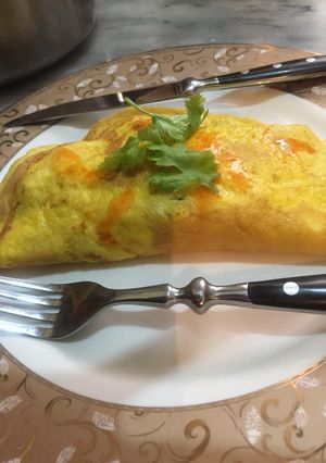 A picture of Chicken cheese omelette.