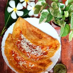 Moong Dal Cheela with stuffed Paneer A picture of Moong Dal Cheela with stuffed Paneer.