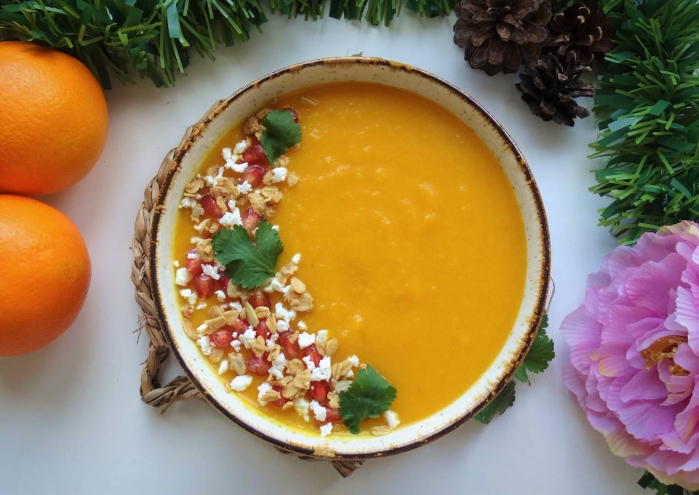 Crema de calabaza y mango