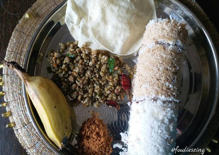 Steps to  Wheat and hand pound rice puttu