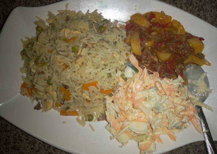 Chinese fried rice and coleslaw