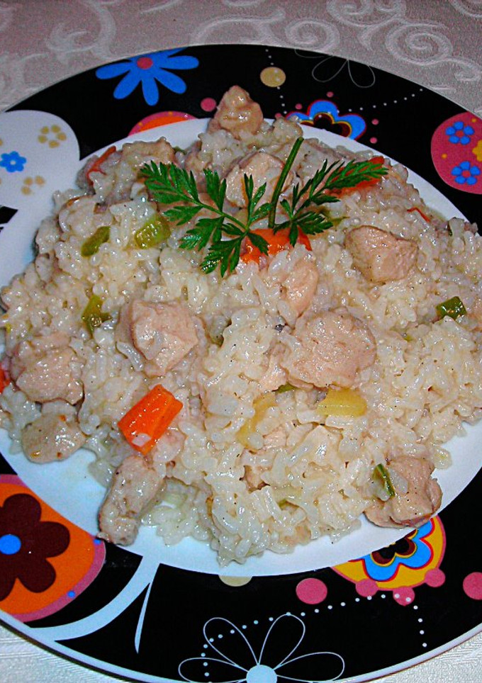 Una foto de Arroz con dados de soja texturizada  veggie