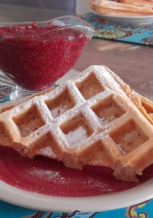 Una foto de Waffles veganos