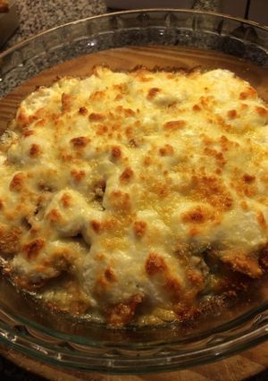 Una foto de Machas con crema y queso parmesano