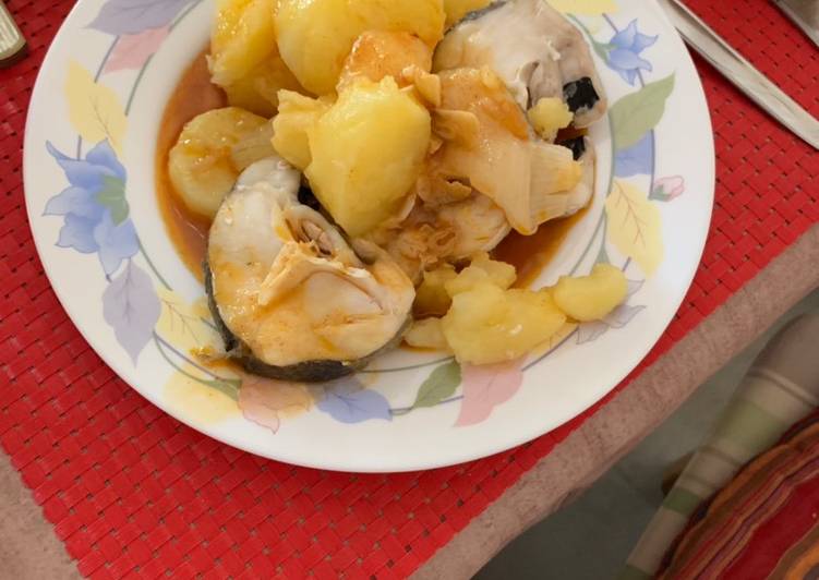 Merluza a la gallega en Thermomix