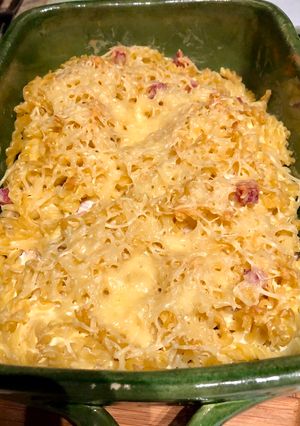 Une photo de Gratin de pâtes au jambon et à la ricotta