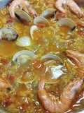 Arroz meloso con preparado de marisco muy rico y fácil de hacer