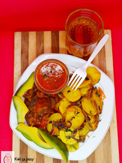 A picture of Sautéed potatoes with beef stew.