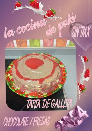 Una foto de Tarta de galletas, chocolate, Nutella y fresas SIN TMX