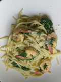 Pasta Alfredo con espinacas