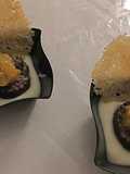 Burgos-Style Blood Sausage with Pear Chutney and Crispy Manchego on Potato Parmentier