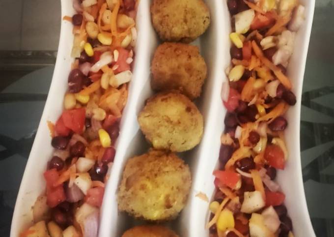 Pasta Cheese Balls with Kachumber Salad