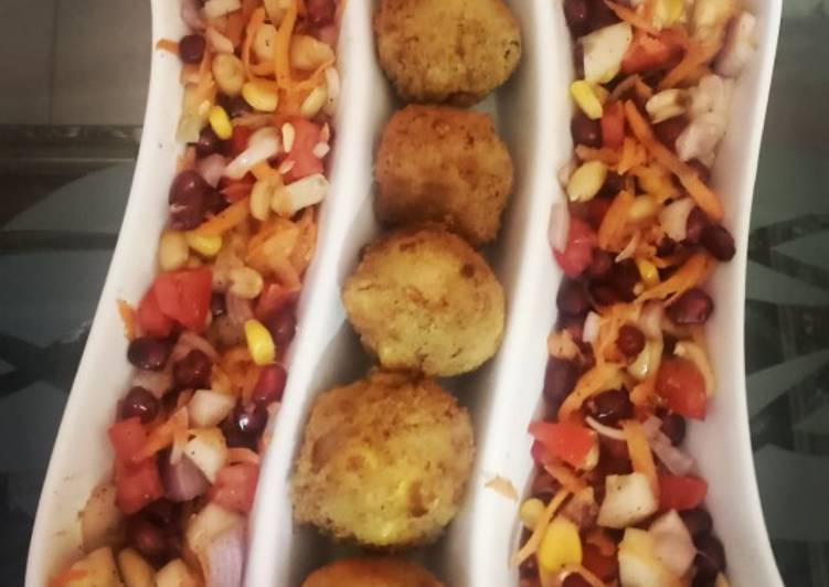 Recipe of Quick Pasta Cheese Balls with Kachumber Salad