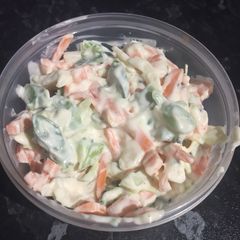 A picture of Brocoli, green bean and garlic ‘slaw’.