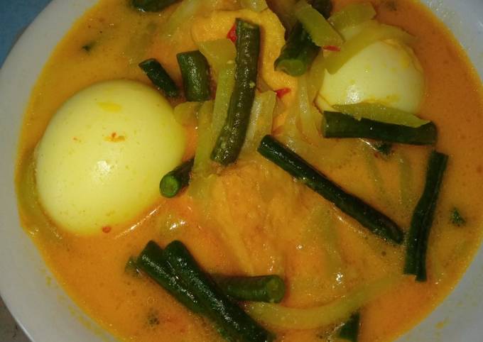 Resep Lodeh labu Siam kacang panjang campur tahu dan telur oleh Ainie