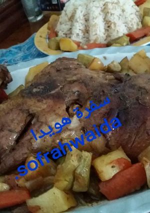 صورة لوصفة الفخذة الضاني بالخضار بالفرن