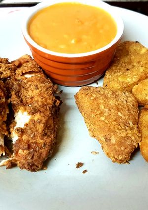 A picture of My Crispy Deep Fried Chicken with Paprika and linseed coating.