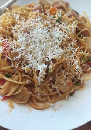 Foto resep TAGLIATELLE with slice sausage and meatballs 🧡 sri