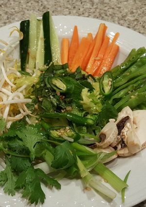 A picture of Salad with vietnamese dressing.