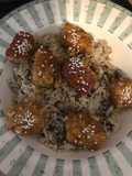 Vegan Orange Sesame Tempeh with Mushroom Brown Basmati Rice