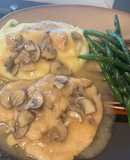Chicken Marsala ;with mashed potatoes and garlic green beans